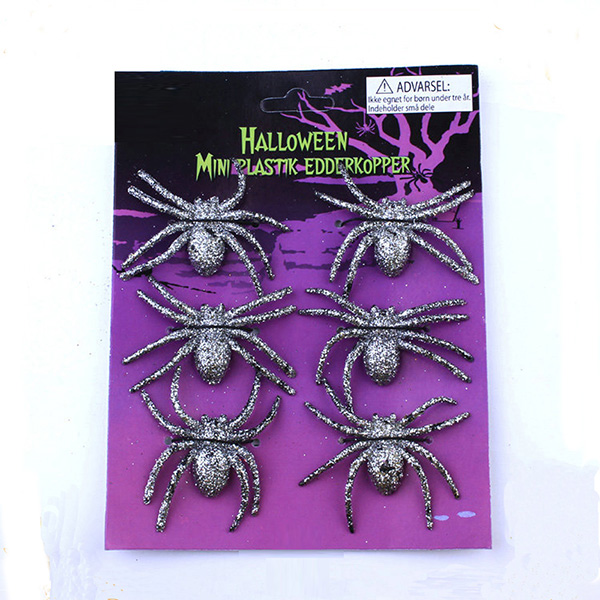 Halloween mini glitter plastic spider prank real scary spider Halloween pie spider