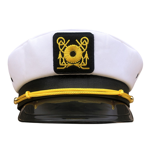  Wholesale White Embroidered Navy Cap European and American Flat Top Military Cap Cosplay Role-Playing Party Sailor Hat